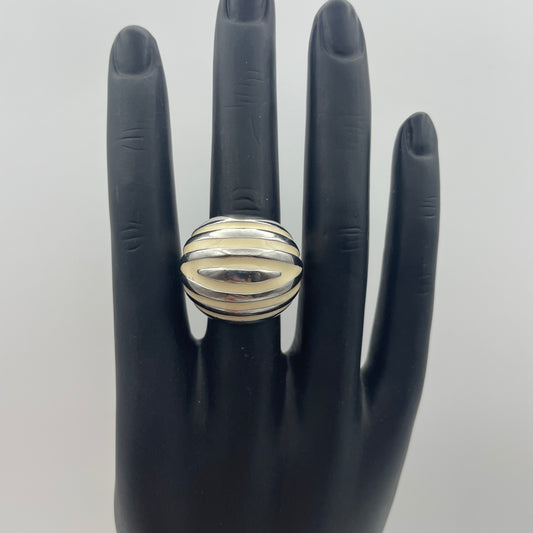 White Enamel Cocktail Ring - Size 7.5