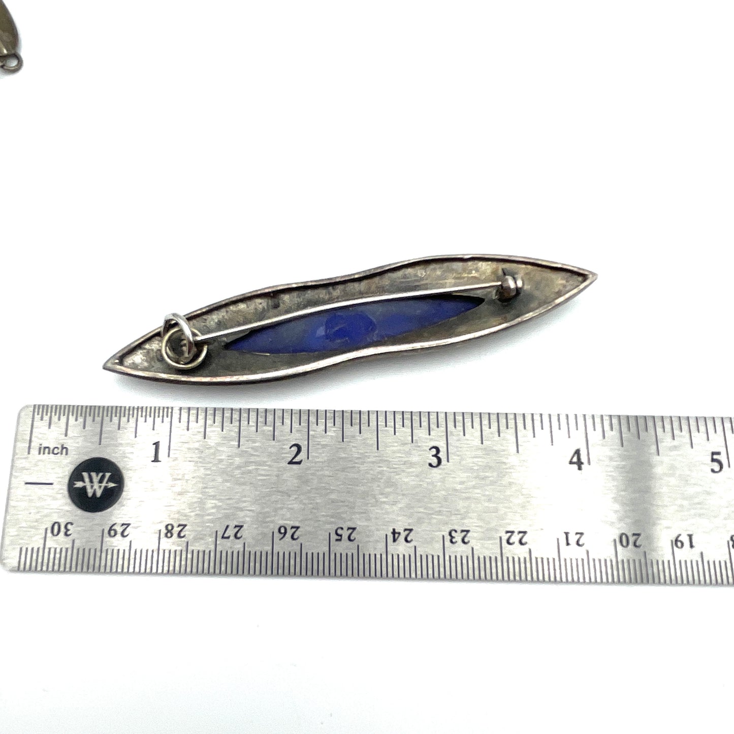 Vintage Sterling & Lapis Elegant Pin