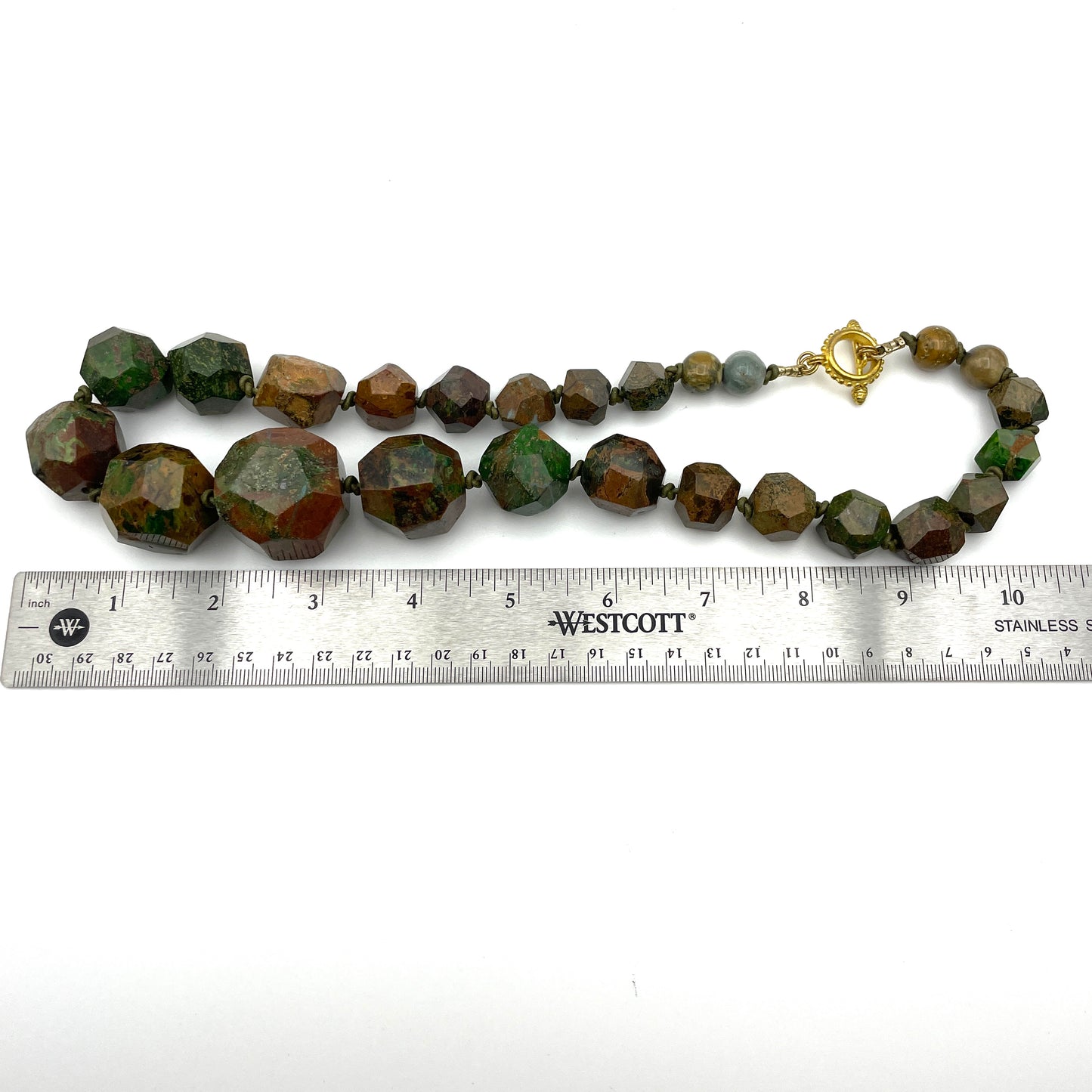 Vintage Brown & Green Faceted Stone Necklace