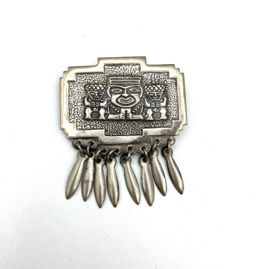 Mexican Sterling Silver Tribal Fringe Pin