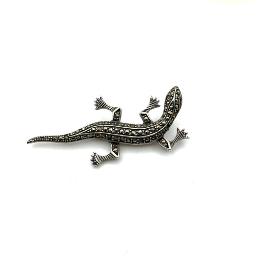 Vintage Sterling Silver Lizard Pin