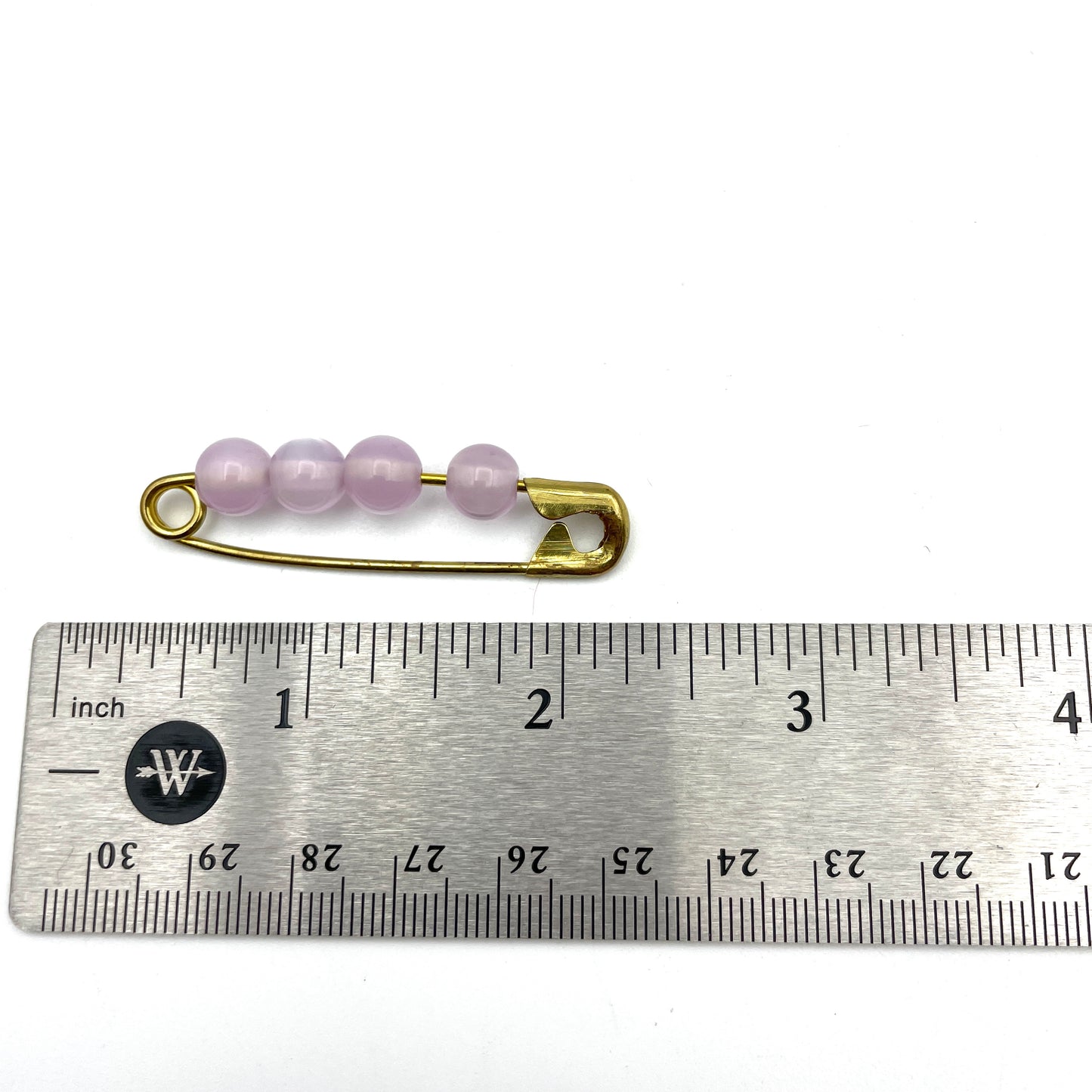 Vintage Safety Pin with Purple Balls Brooch