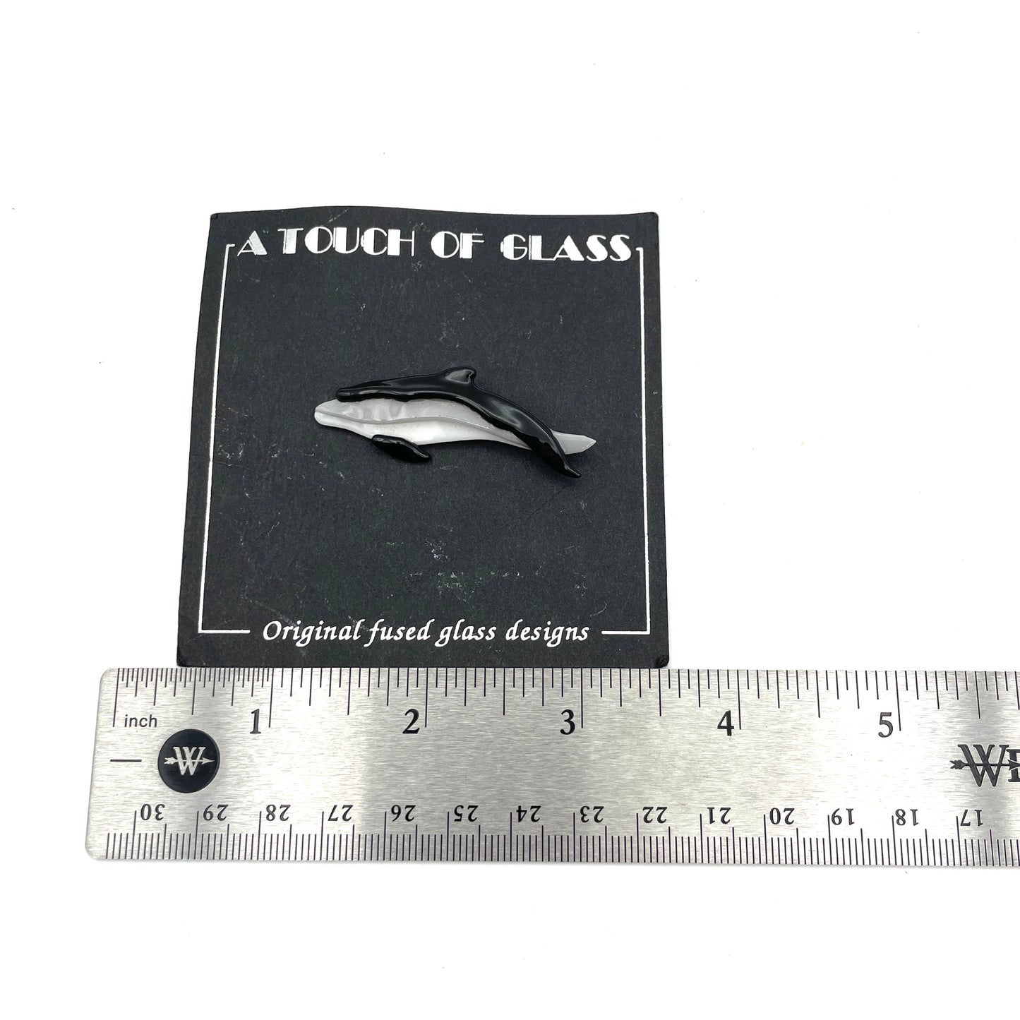 Fused Glass Orca Whale Pin