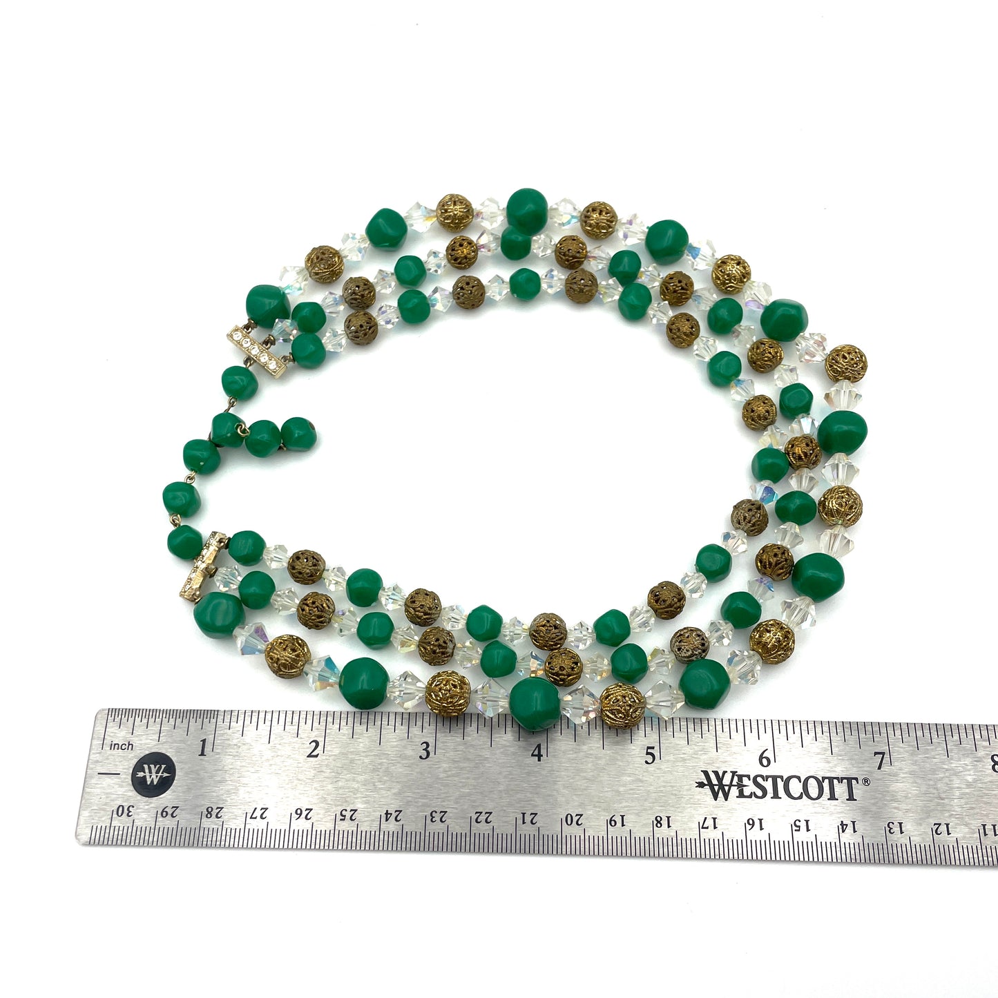 Vintage Green Layered Beaded Necklace