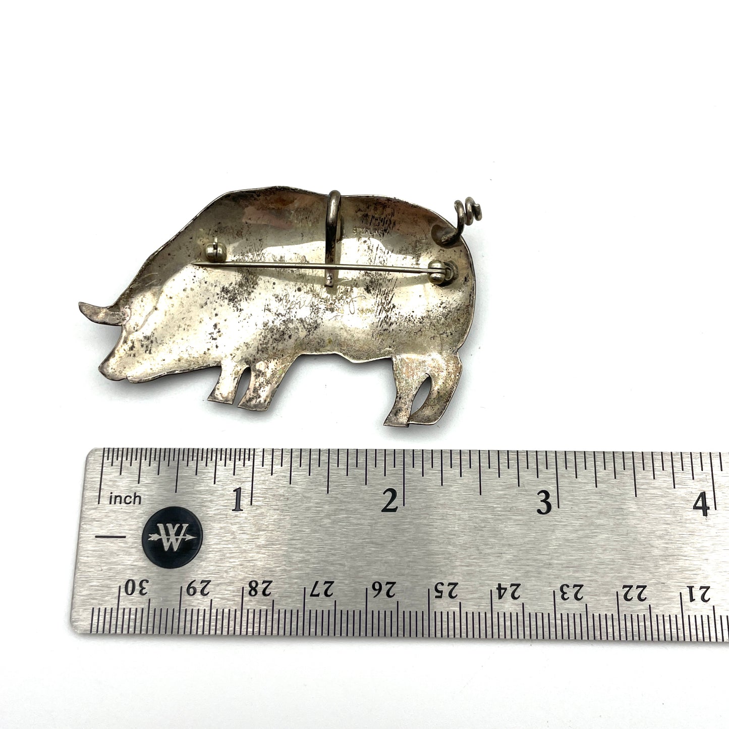 Designer Courtney Peterson Sterling Silver Pig Pin