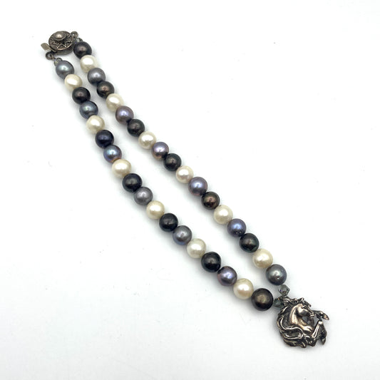 Vintage Necklace with Stallion Pendant