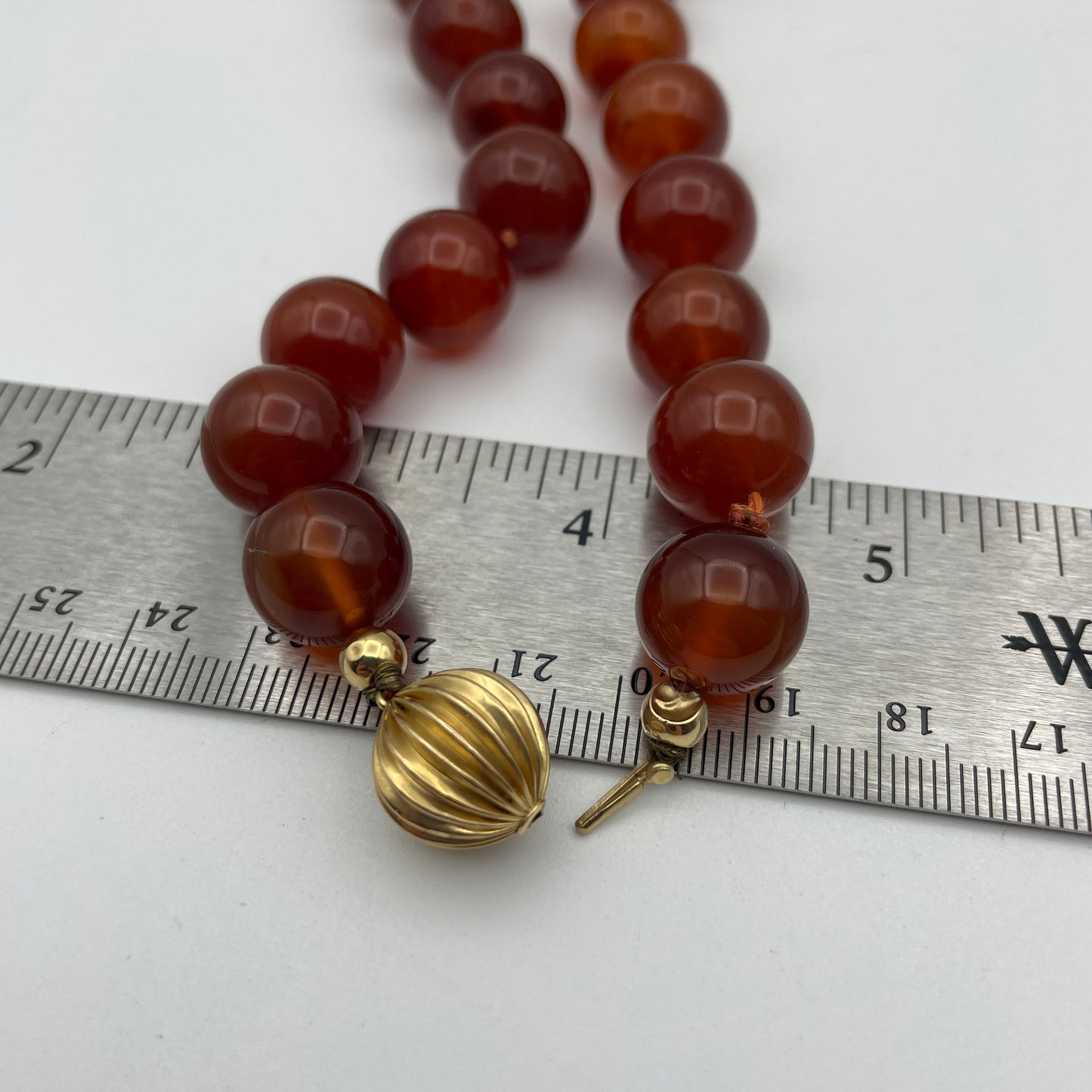 Vintage Amber Beaded Necklace with Gold Clasp