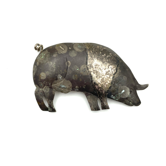 Designer Courtney Peterson Sterling Silver Pig Pin