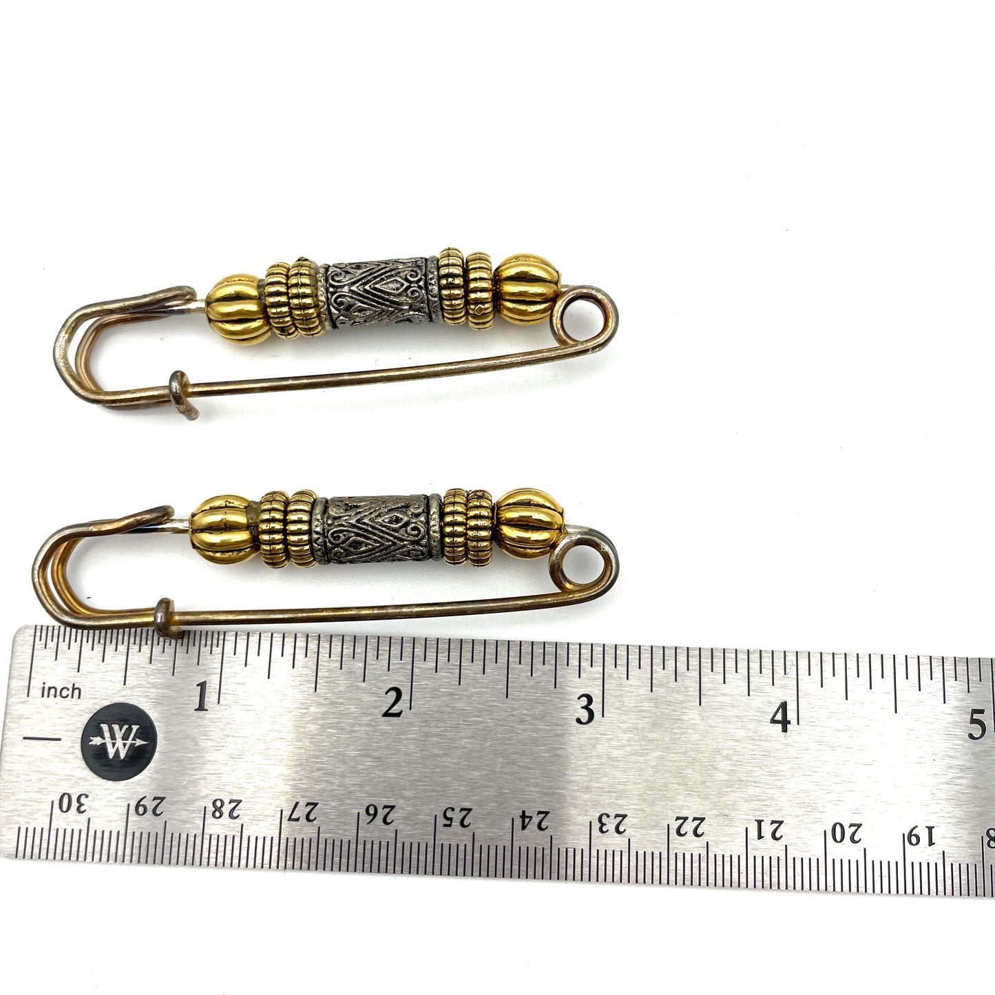 Vintage Pair of Safety Pin Brooches