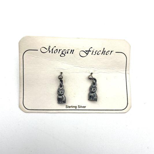 Designer Sterling Silver Cat Earrings