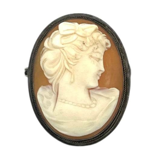 Vintage Silver Carved Cameo Pin/Pendant