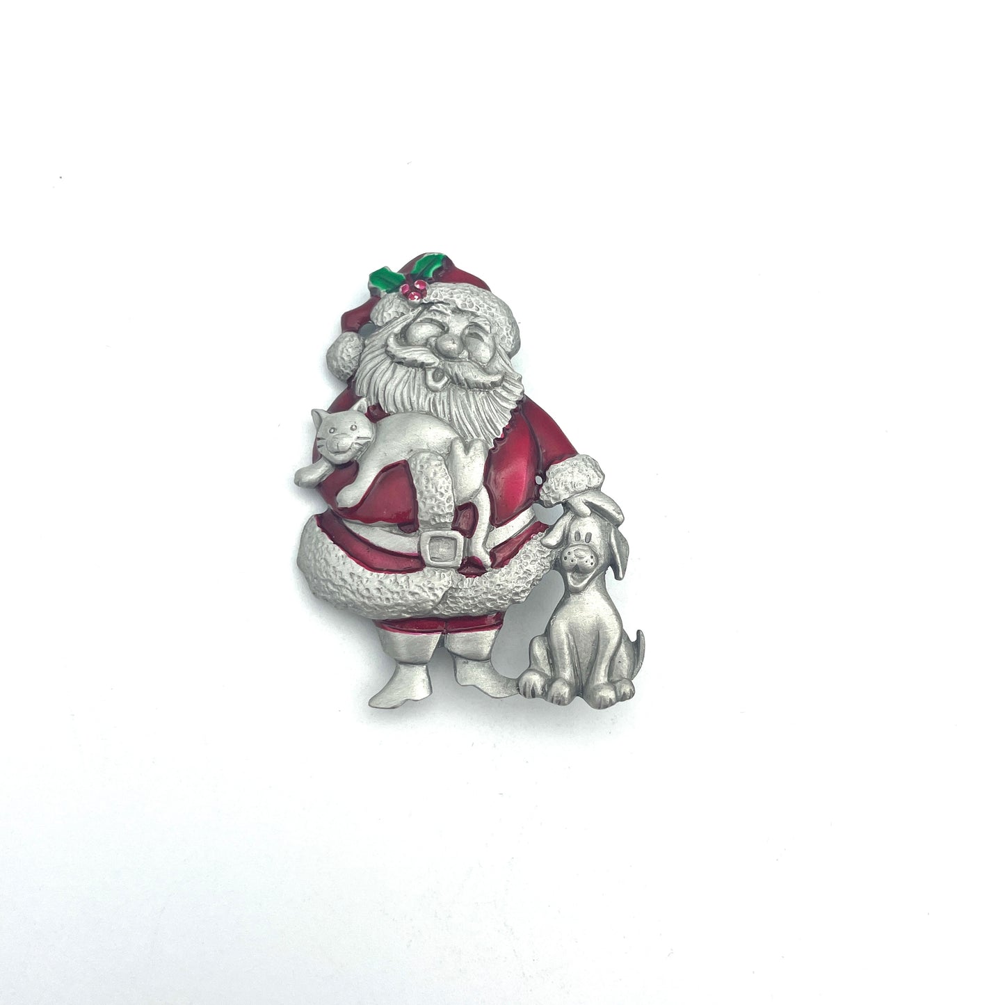 Santa with Dog Christmas Pin