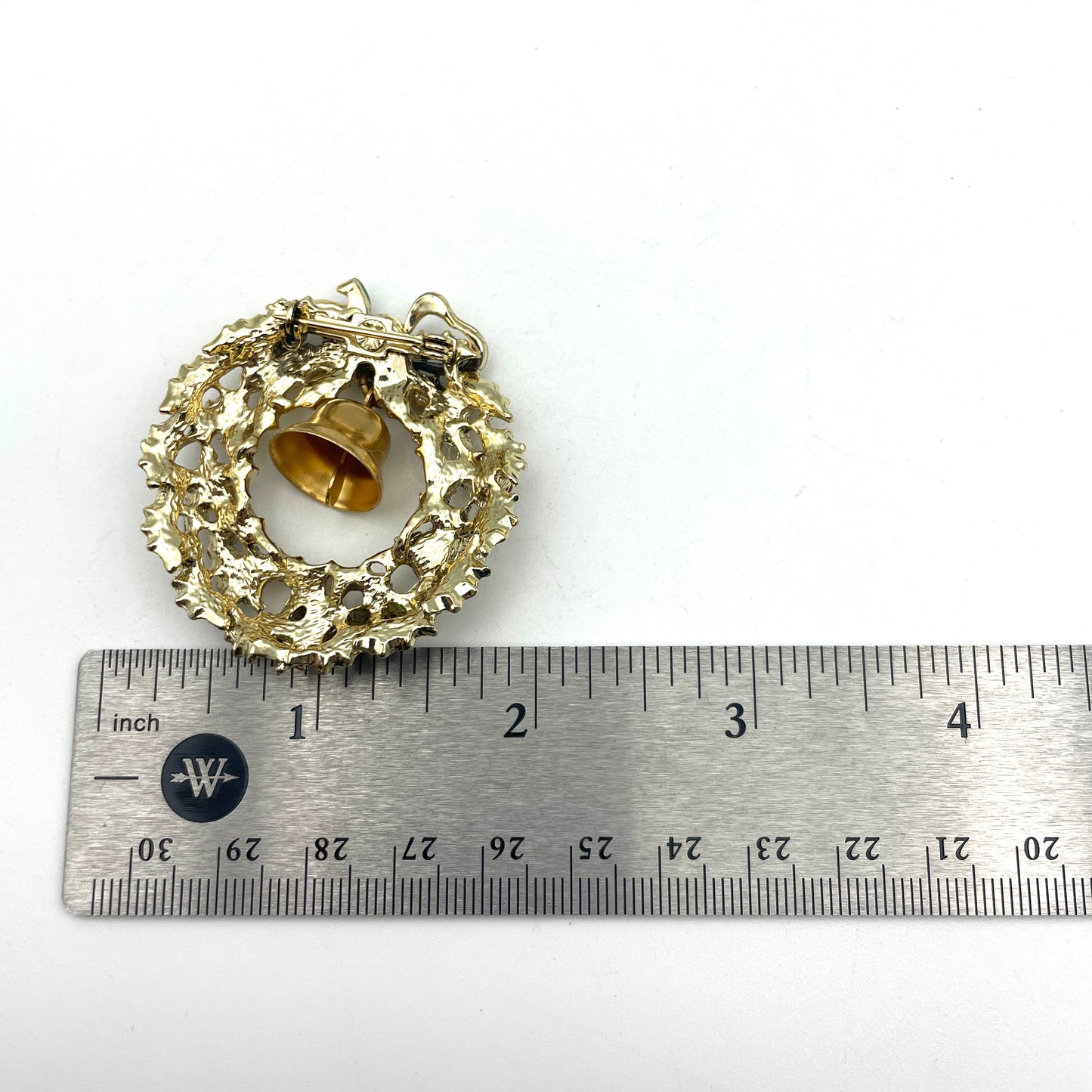 Vintage Christmas Wreath Pin with Jingle Bell