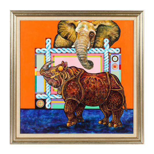 Christine McGinnis (American, 1937-2019) Elephant & Rhino Painting