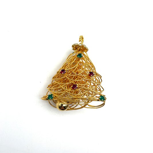 Vintage Wrapped Wire Christmas Tree Pin