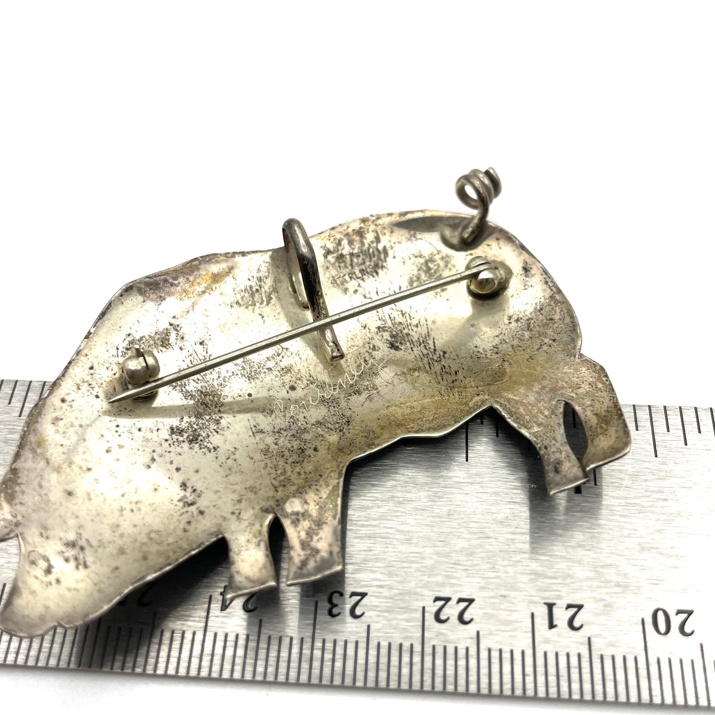 Designer Courtney Peterson Sterling Silver Pig Pin