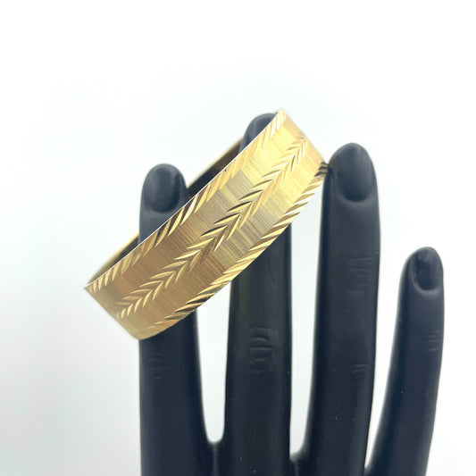 Etched Gold Tone Bangle Bracelet