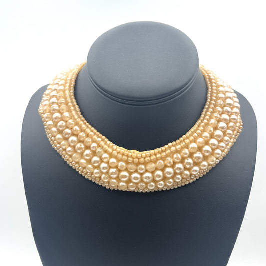 Vintage Pearl Satin-Backed Collar Necklace