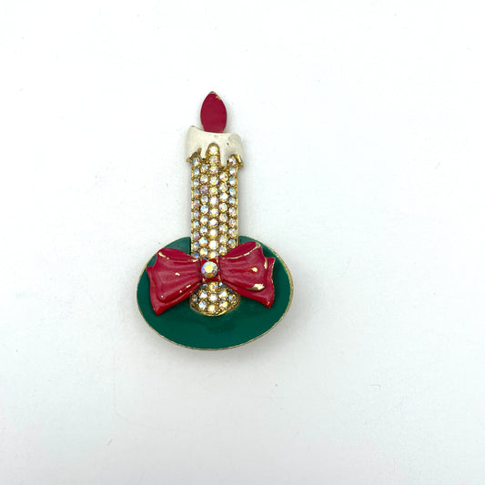 Vintage Christmas Candle Pin