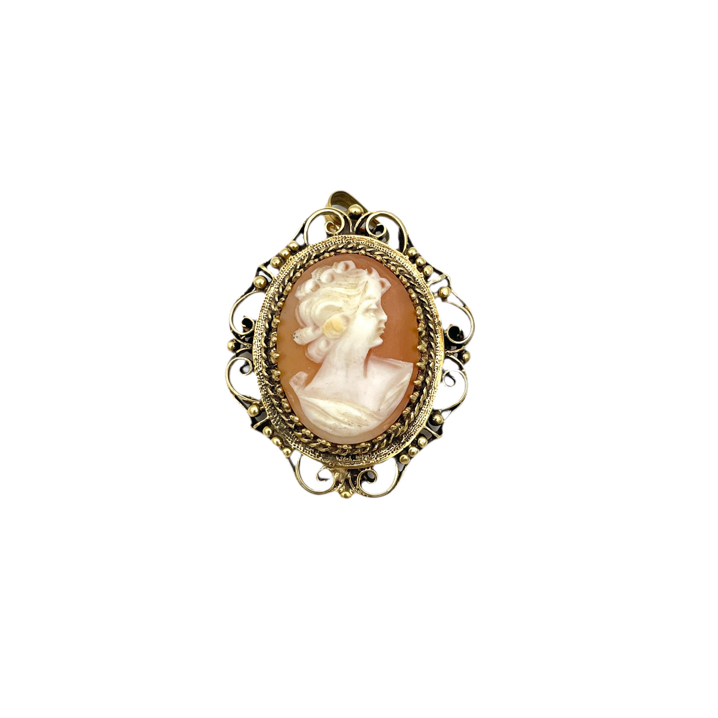 Vintage 14K Gold Carved Cameo Pendant/Pin