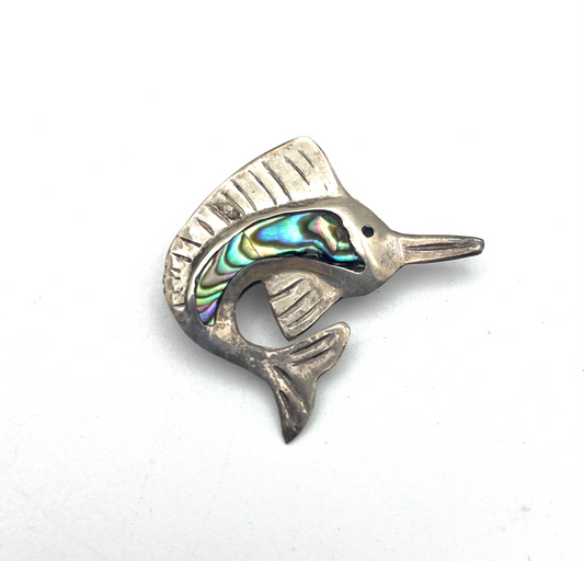 Sterling & Abalone Sword Fish Pin