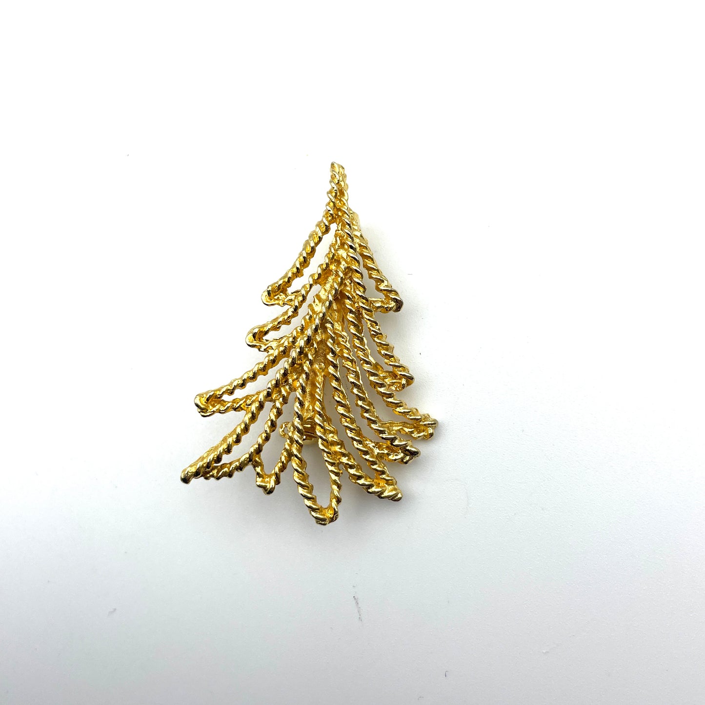 Vintage Shiny Gold Christmas Tree Pin