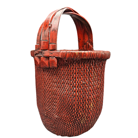 Red Lacquered Chinese Basket