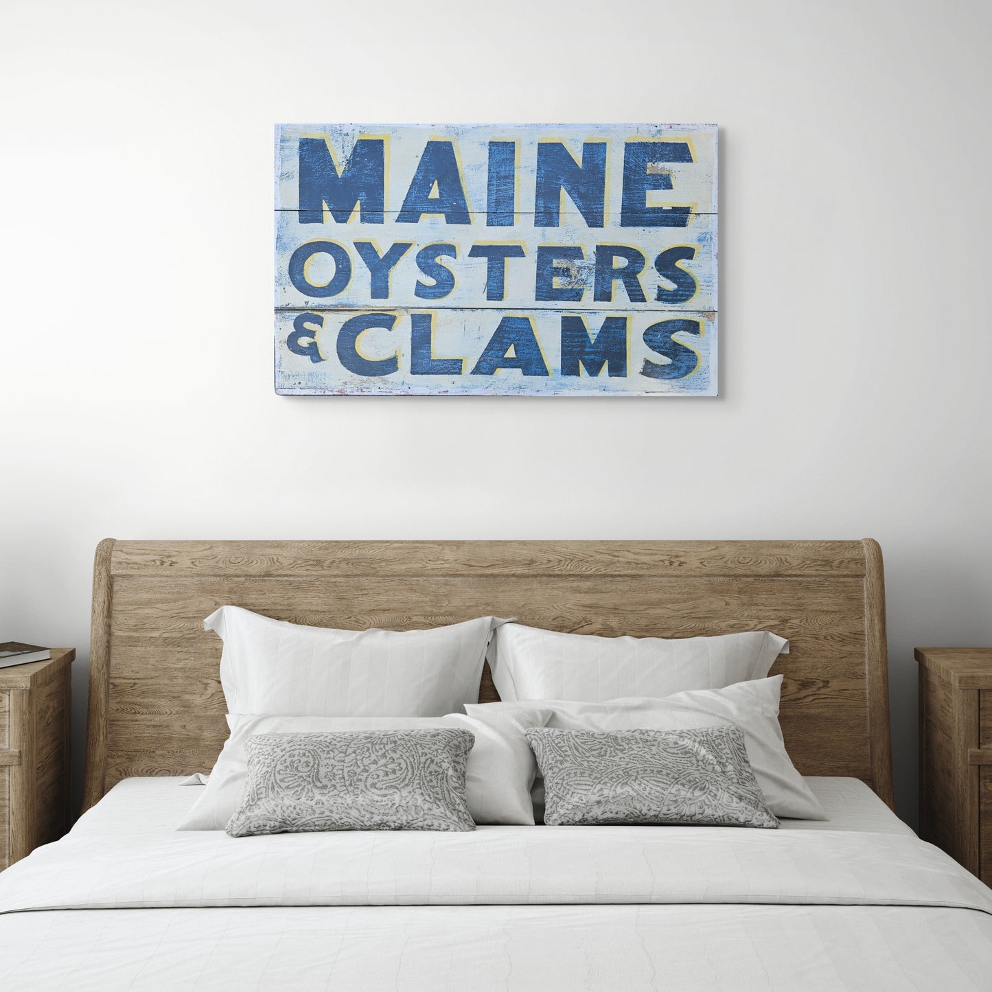 "Maine Oysters & Clams" Painting Sign on Wooden Boards