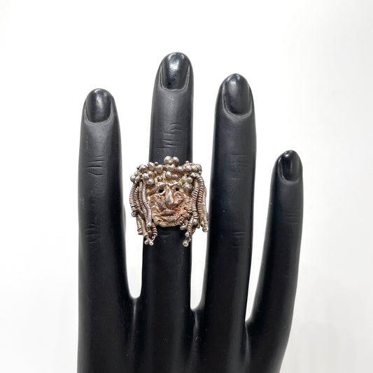 Vintage Artisan Face Ring - Size 6