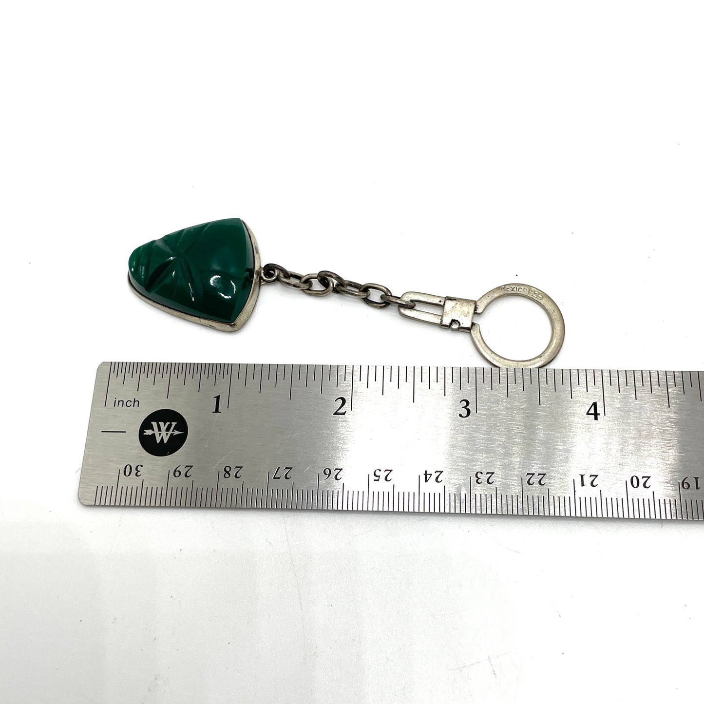 Vintage Carved Green Stone Key Chain