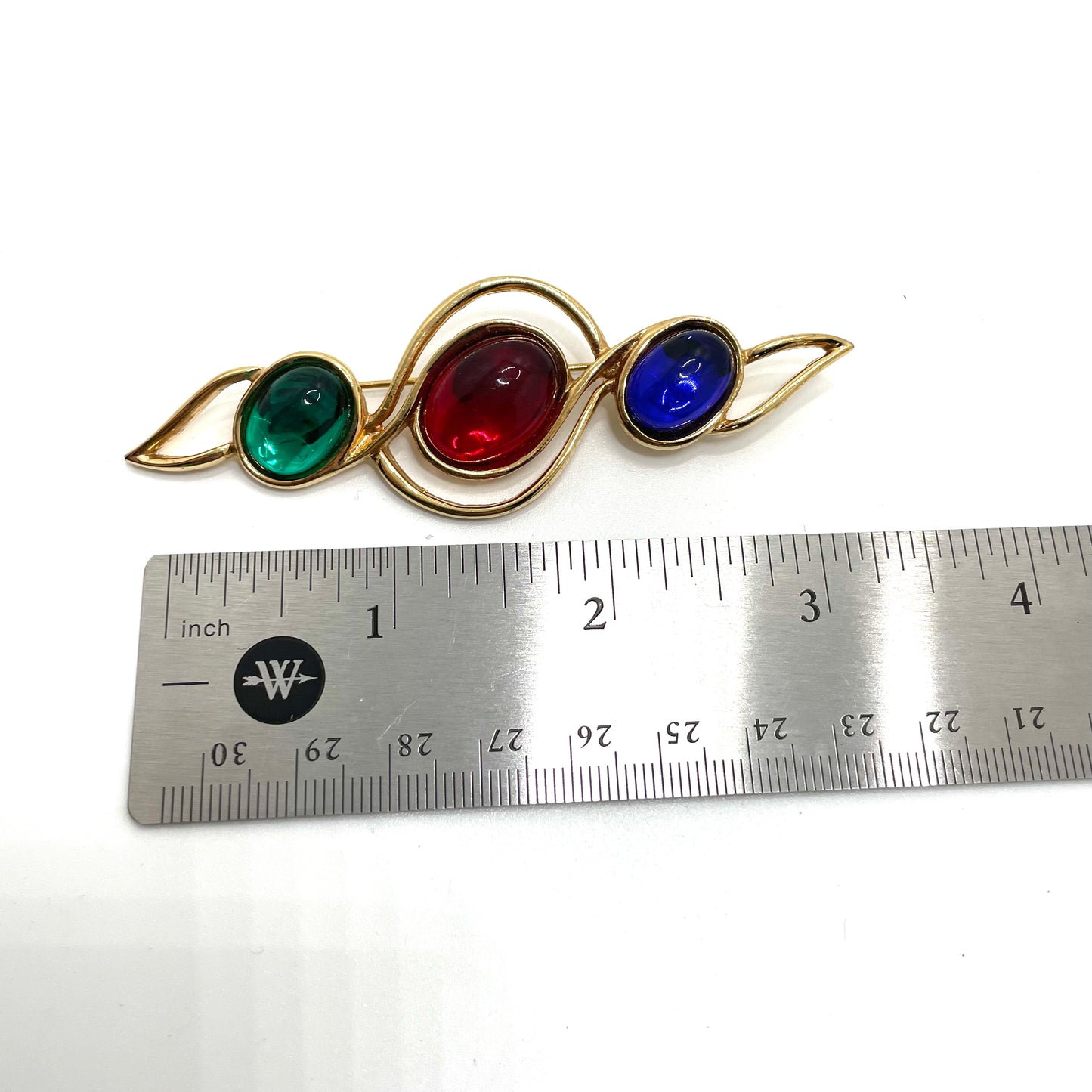 Vintage 1980s Gold Red Blue Green Pin