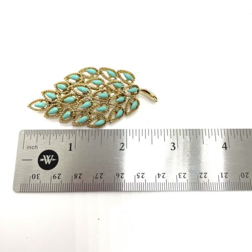 Vintage Designer Blue Leaf Pin