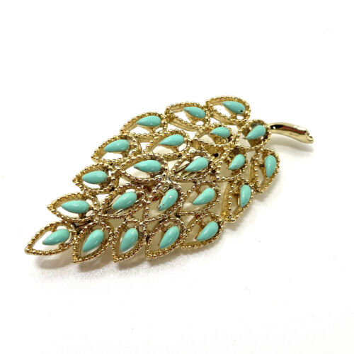 Vintage Designer Blue Leaf Pin