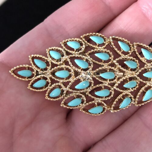 Vintage Designer Blue Leaf Pin